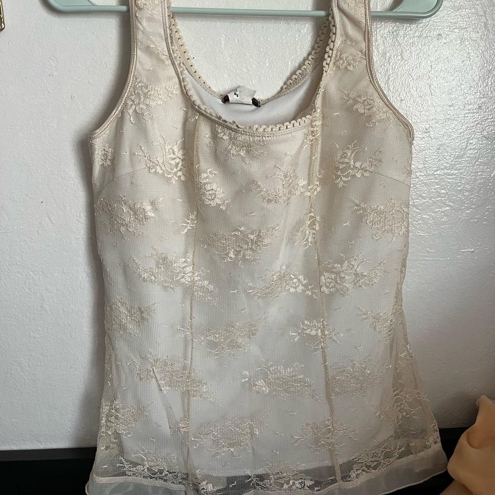 Cream lace tank top